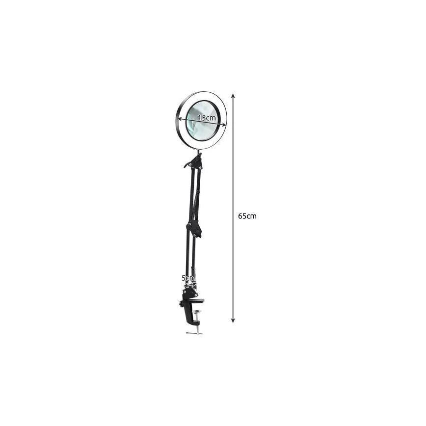 LED Prigušiva stona lampa sa lupom LED/6W/5V 3000K/4000K/6000K crno