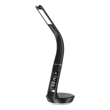 LED prigušiva stona lampa sa Qi bežičnim punjenjem 5W i displejem LED/6W/230V/1xCR2032 3000/4000/6000K crna