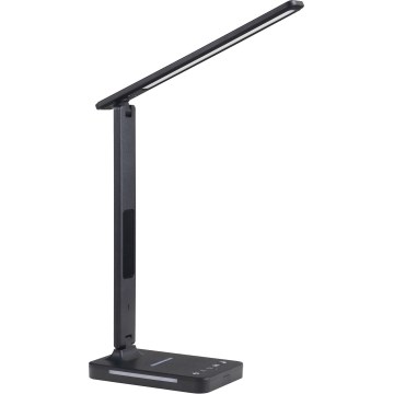 LED Prigušiva stona lampa sa QI bežičnim punjenjem, ekran i USB portom LED/7W/230V 3000-6000K crno