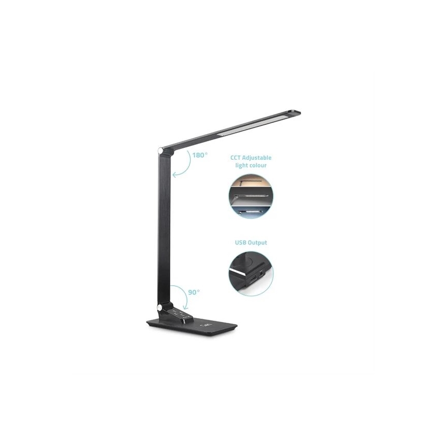 LED Prigušiva stona lampa sa USB LED/7W/230V 3000K/4000K/5500K crno