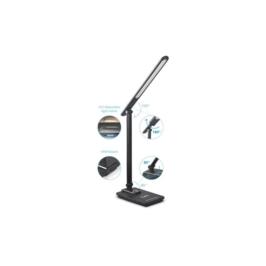 LED Prigušiva stona lampa sa USB LED/9W/230V 3000K/4000K/5500K crno