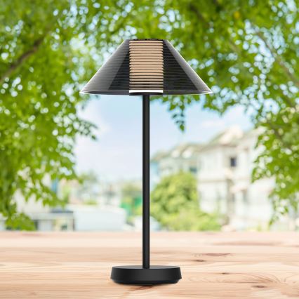 LED Prigušiva dodirna vanjska stona lampa SERENGETI LED/3,4W/5V USB 3600 mAh IP44 crno