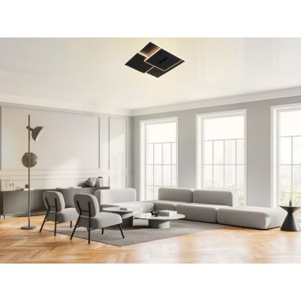 LED prigušiva stropna svetiljka LED/95W/230V 3000-6500K crna + daljinski upravljač