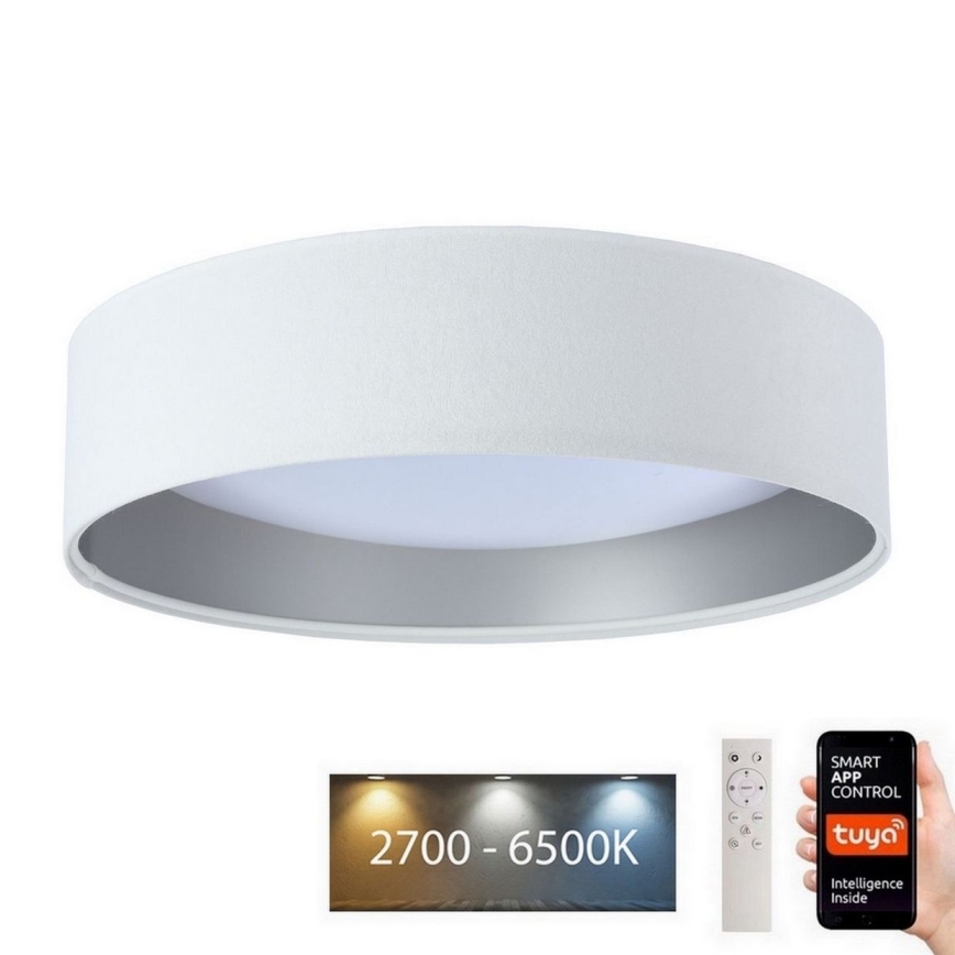 LED prigušiva stropna svetiljka SMART GALAXY LED/24W/230V Ø 45 cm 2700-6500K Wi-Fi Tuya bela/srebrna + daljinski upravljač