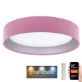 LED prigušiva stropna svetiljka SMART GALAXY LED/36W/230V prečnik 55 cm 2700-6500K Wi-Fi Tuya roze/srebrna + daljinski upravljač