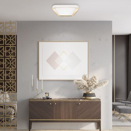 LED Prigušiva stropna svjetiljka QUADRO LED/38W/230V 3000-6000K bijela/zlatna + daljinski upravljač