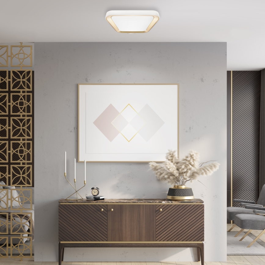 LED Prigušiva stropna svjetiljka QUADRO LED/38W/230V 3000-6000K bijela/zlatna + daljinski upravljač