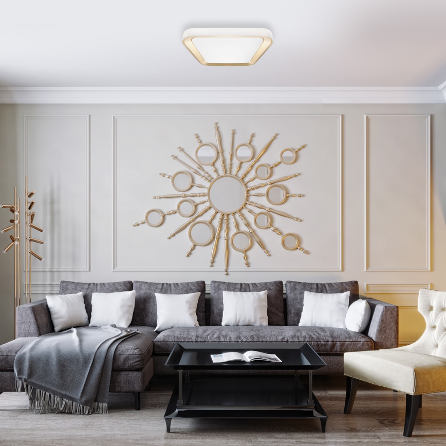 LED Prigušiva stropna svjetiljka QUADRO LED/38W/230V 3000-6000K bijela/zlatna + daljinski upravljač