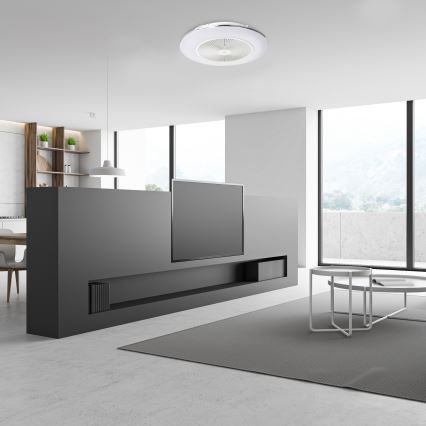 LED Prigušiva stropna svjetiljka s ventilatorom ARIA LED/38W/230V 3000-6000K bijela + daljinski upravljač