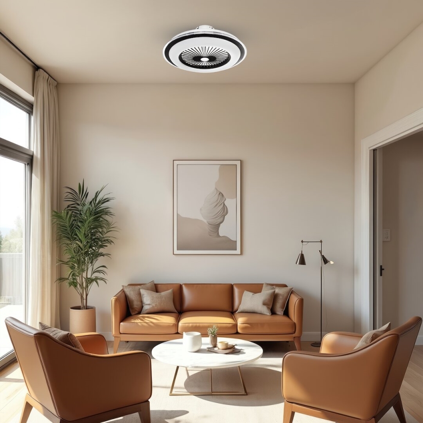 LED Prigušiva stropna svjetiljka s ventilatorom ZONDA LED/48W/230V 3000-6000K crna + daljinski upravljač
