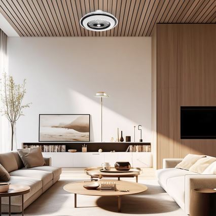 LED Prigušiva stropna svjetiljka s ventilatorom ZONDA LED/48W/230V 3000-6000K crna + daljinski upravljač