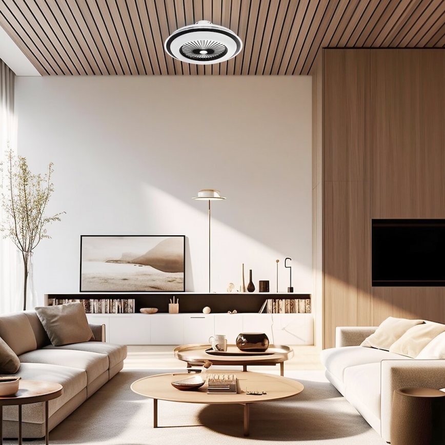 LED Prigušiva stropna svjetiljka s ventilatorom ZONDA LED/48W/230V 3000-6000K crna + daljinski upravljač