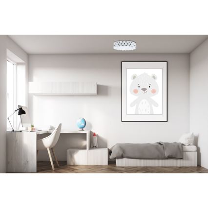 LED prigušiva dečije stropno svetlo SMART GALAXY KIDS LED/24W/230V 3000-6500K tačkice bela/crna + daljinski upravljač