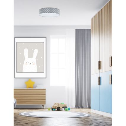 LED Prigušiva stropna svjetiljka SMART GALAXY KIDS LED/24W/230V 3000-6500K zvjezdice siva/bijela + daljinski upravljač