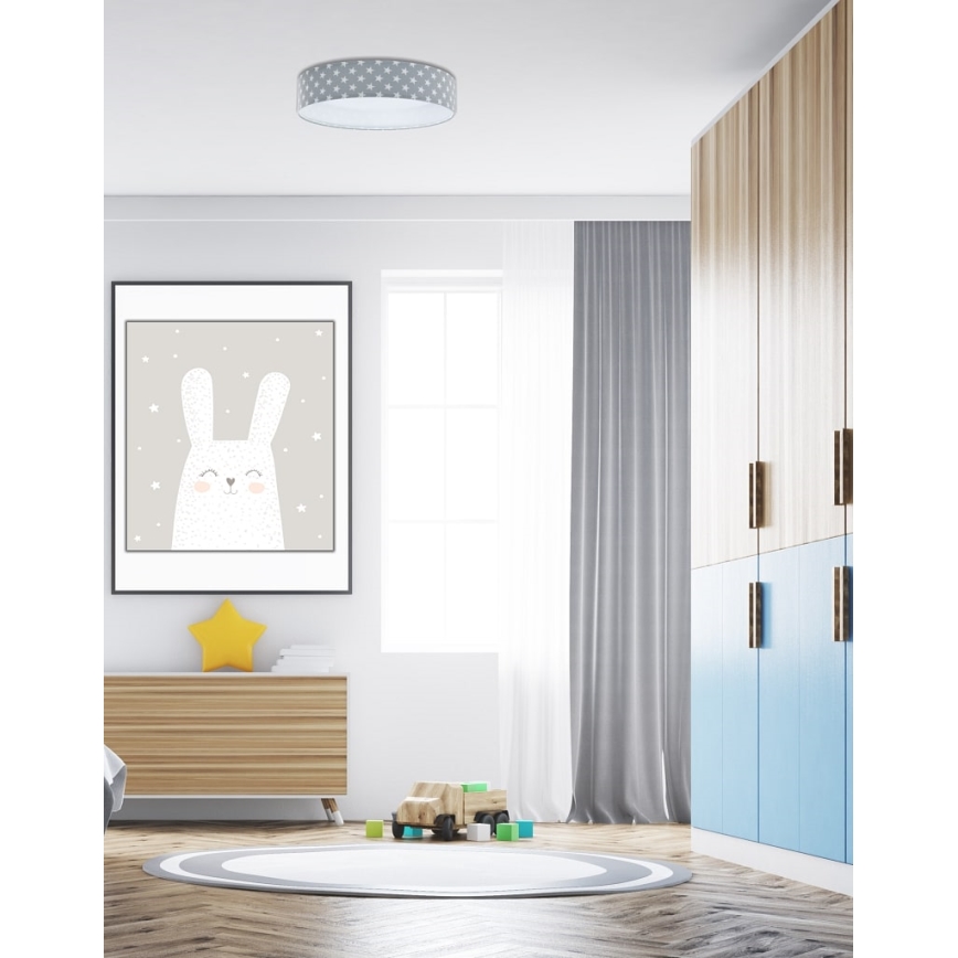 LED Prigušiva stropna svjetiljka SMART GALAXY KIDS LED/24W/230V 3000-6500K zvjezdice siva/bijela + daljinski upravljač