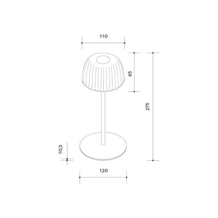 LED Prigušiva vanjska punjiva stona lampa VIVIEN LED/3W/5V 2700K 1600 mAh IP54 bela