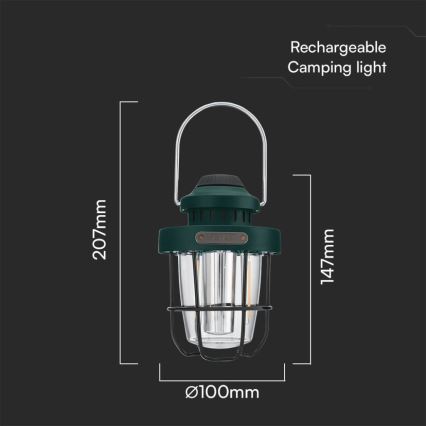 LED Prigušiva vanjska viseća punjiva lampa LED/5W/5V 2700-6500K IP44