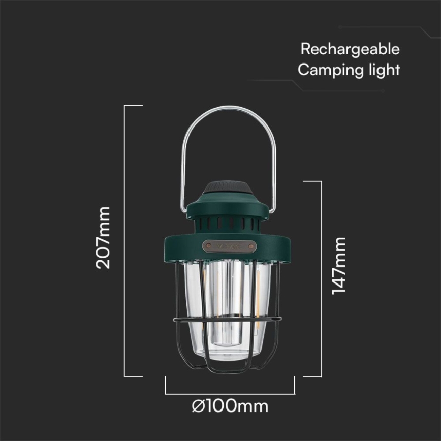 LED Prigušiva vanjska viseća punjiva lampa LED/5W/5V 2700-6500K IP44