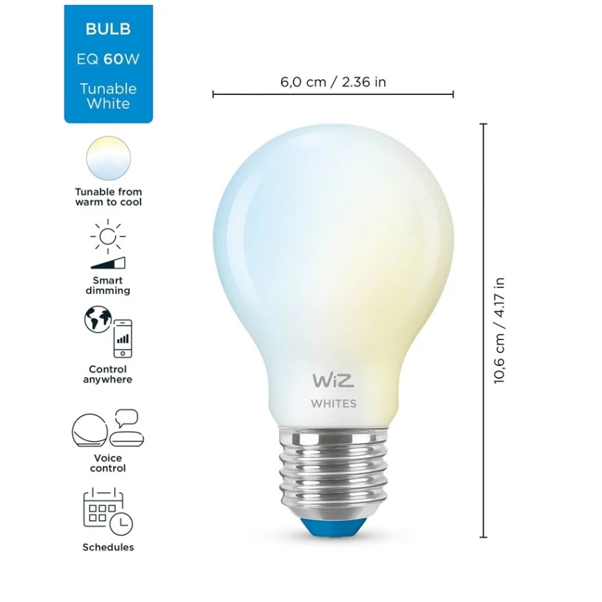 LED prigušiva žarulja A60 E27/7W/230V 2700-6500K CRI 90 Wi-Fi - WiZ