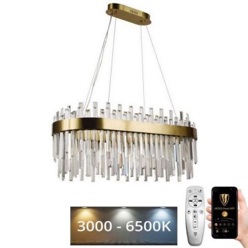 LED Prigušivi kristalni luster na sajli LED/100W/230V 3000-6500K zlatna + Daljinski upravljač