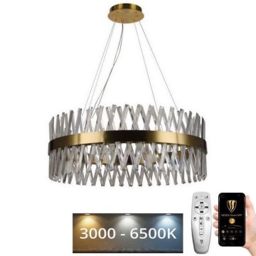 LED Prigušivi kristalni luster na sajli LED/110W/230V 3000-6500K zlatna + Daljinski upravljač