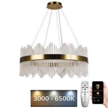 LED Prigušivi kristalni luster na sajli LED/110W/230V 3000-6500K zlatna + Daljinski upravljač