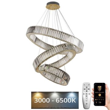 LED Prigušivi kristalni luster na sajli LED/115W/230V 3000-6500K krom/zlatna + Daljinski upravljač