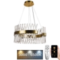 LED Prigušivi kristalni luster na sajli LED/130W/230V 3000-6500K zlatna + Daljinski upravljač