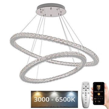 LED Prigušivi kristalni luster na sajli LED/160W/230V 3000-6500K srebrno + Daljinski upravljač