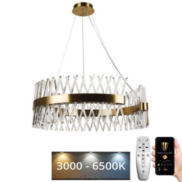 LED Prigušivi kristalni luster na sajli LED/175W/230V 3000-6500K zlatna + Daljinski upravljač