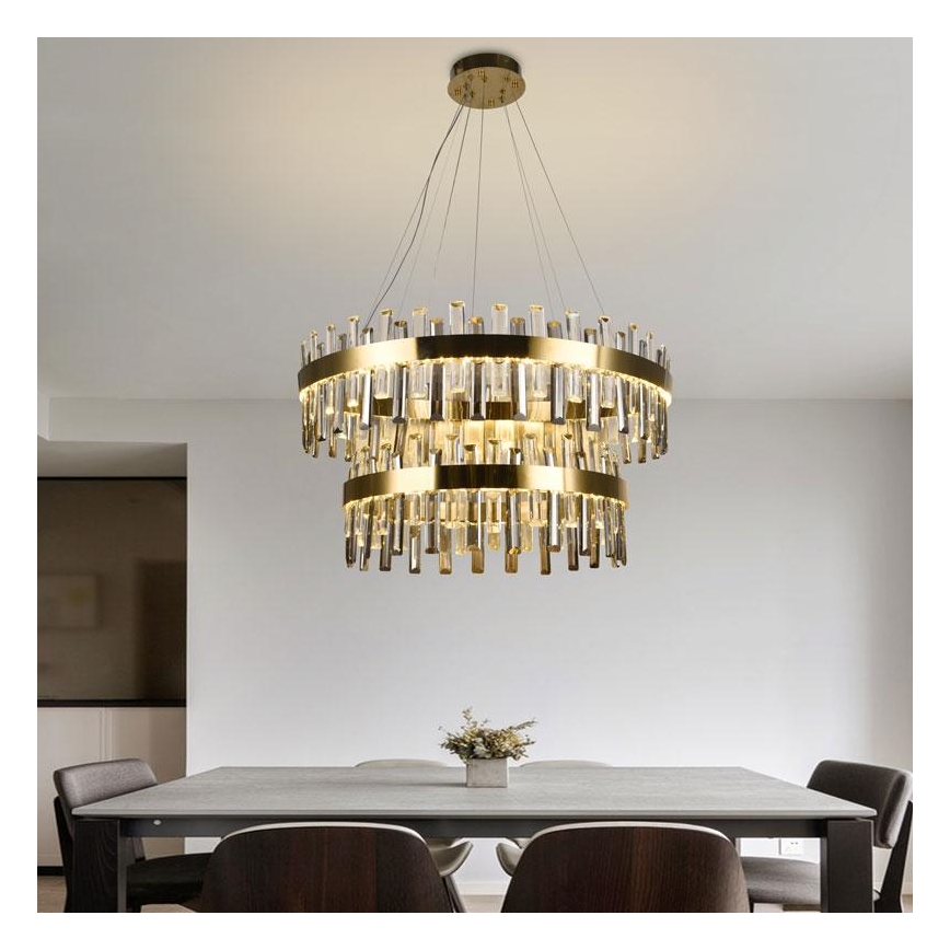 LED Prigušivi kristalni luster na sajli LED/190W/230V 3000-6500K + Daljinski upravljač