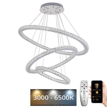 LED Prigušivi kristalni luster na sajli LED/210W/230V 3000-6500K srebrno + Daljinski upravljač
