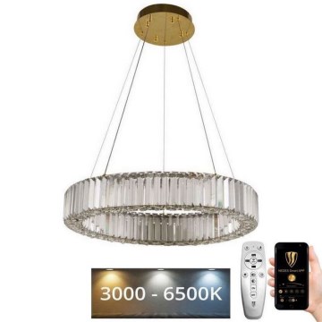 LED Prigušivi kristalni luster na sajli LED/40W/230V 3000-6500K krom/zlatna + Daljinski upravljač
