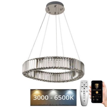LED Prigušivi kristalni luster na sajli LED/40W/230V 3000-6500K sjajni krom + Daljinski upravljač