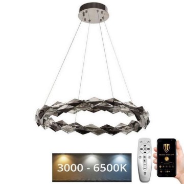 LED Prigušivi kristalni luster na sajli LED/40W/230V 3000-6500K sjajni krom + Daljinski upravljač