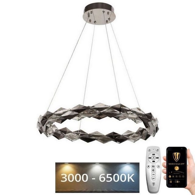 LED Prigušivi kristalni luster na sajli LED/40W/230V 3000-6500K sjajni krom + Daljinski upravljač