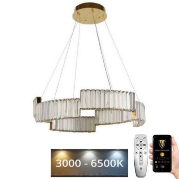 LED Prigušivi kristalni luster na sajli LED/40W/230V 3000-6500K zlatna + Daljinski upravljač