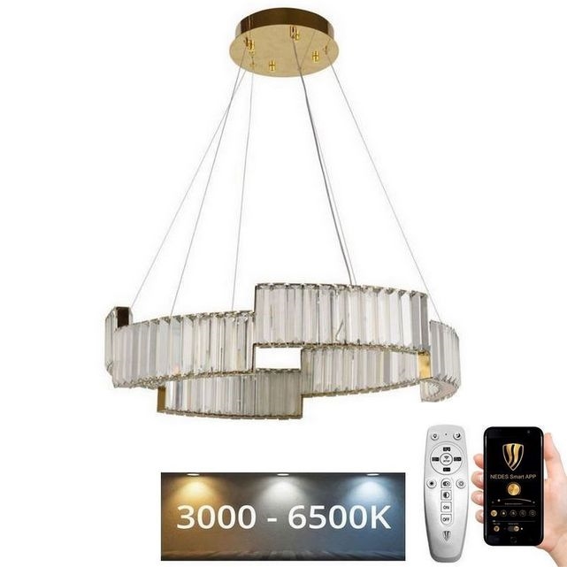 LED Prigušivi kristalni luster na sajli LED/40W/230V 3000-6500K zlatna + Daljinski upravljač