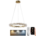 LED Prigušivi kristalni luster na sajli LED/40W/230V 3000-6500K zlatna + Daljinski upravljač
