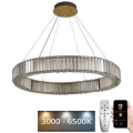 LED Prigušivi kristalni luster na sajli LED/50W/230V 3000-6500K krom/zlatna + Daljinski upravljač