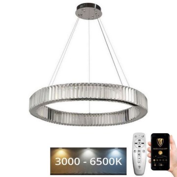 LED Prigušivi kristalni luster na sajli LED/50W/230V 3000-6500K sjajni krom + Daljinski upravljač