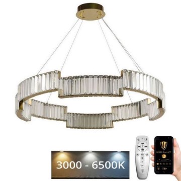 LED Prigušivi kristalni luster na sajli LED/60W/230V 3000-6500K zlatna + Daljinski upravljač