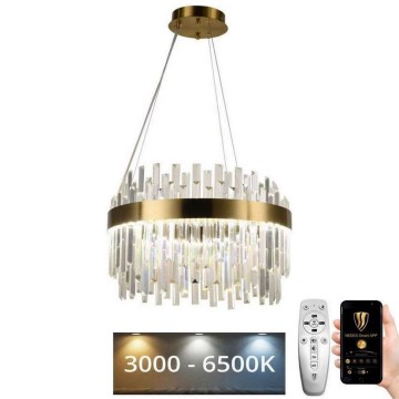 LED Prigušivi kristalni luster na sajli LED/70W/230V 3000-6500K zlatna + Daljinski upravljač