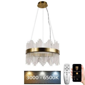 LED Prigušivi kristalni luster na sajli LED/70W/230V 3000-6500K zlatna + Daljinski upravljač