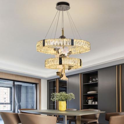 LED Prigušivi kristalni luster na sajli LED/70W/230V 3000-6500K + Daljinski upravljač