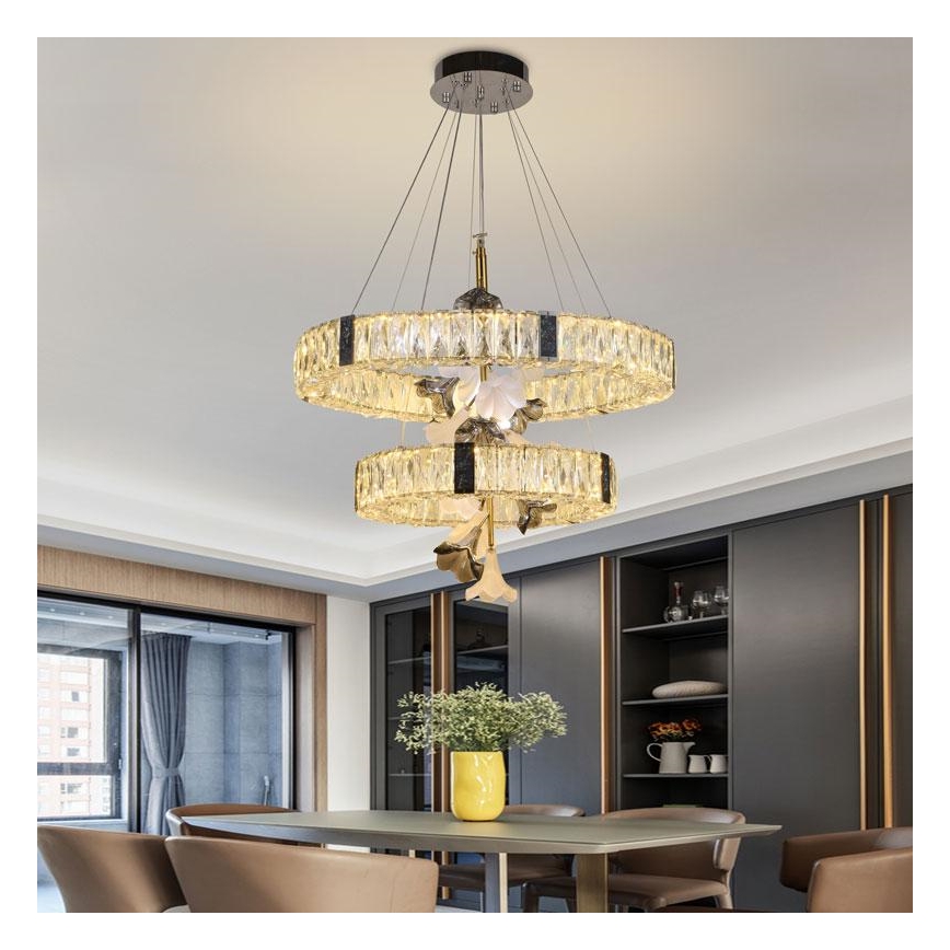 LED Prigušivi kristalni luster na sajli LED/70W/230V 3000-6500K + Daljinski upravljač