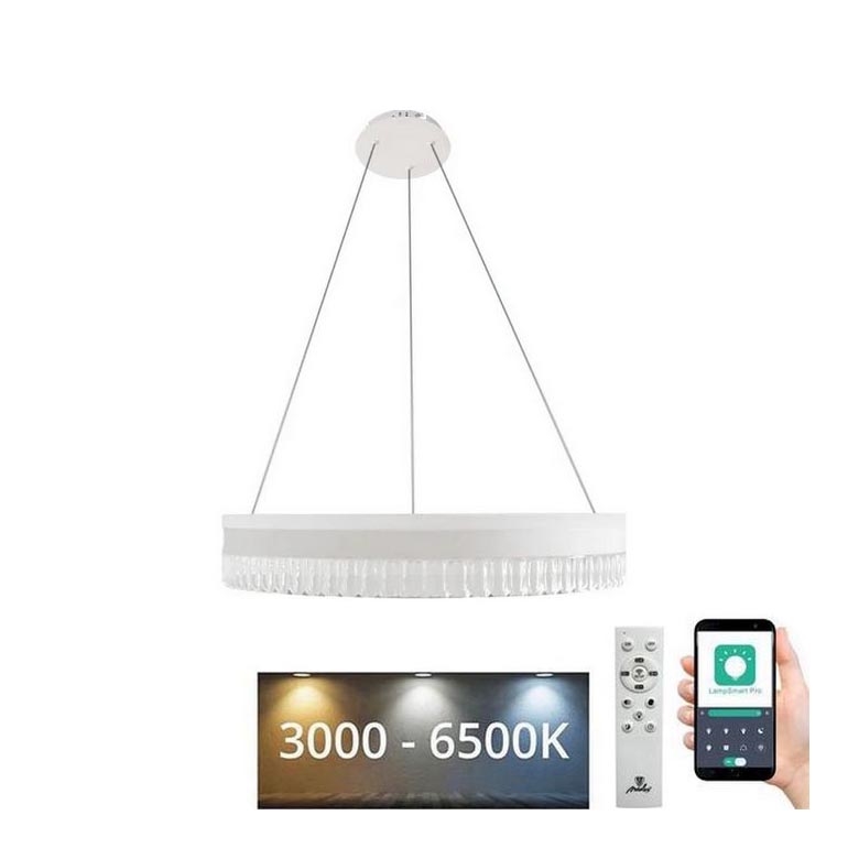 LED Prigušivi kristalni luster na sajli LED/80W/230V 3000-6500K bela + Daljinski upravljač