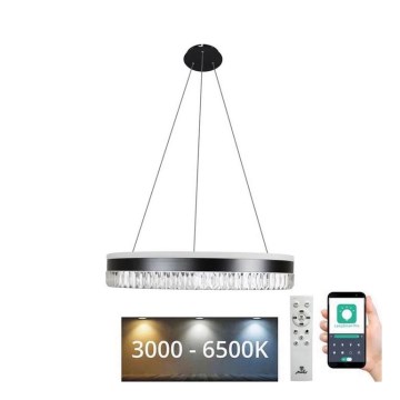 LED Prigušivi kristalni luster na sajli LED/80W/230V 3000-6500K crno + Daljinski upravljač