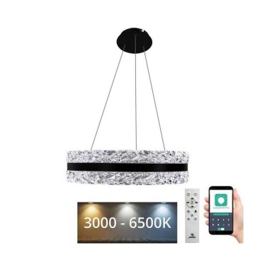 LED Prigušivi kristalni luster na sajli LED/80W/230V 3000-6500K crno + Daljinski upravljač