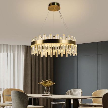 LED Prigušivi kristalni luster na sajli LED/80W/230V 3000-6500K + Daljinski upravljač